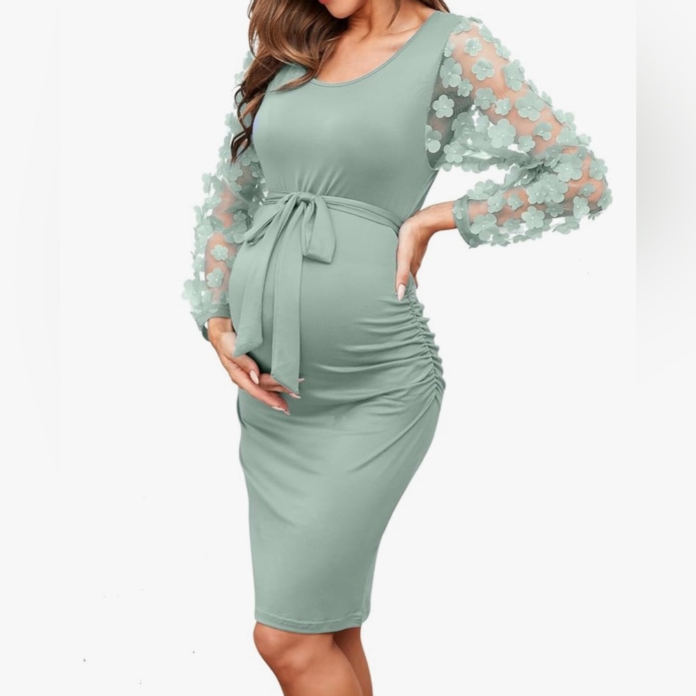 Mint green long sleeve dress